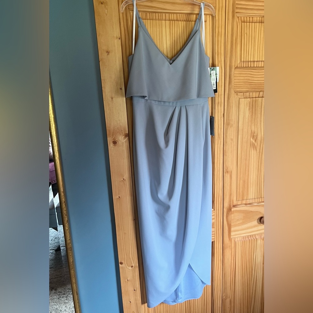 Brand new with tags Xscape Scuba Crepe Popover Faux Wrap Gown.
